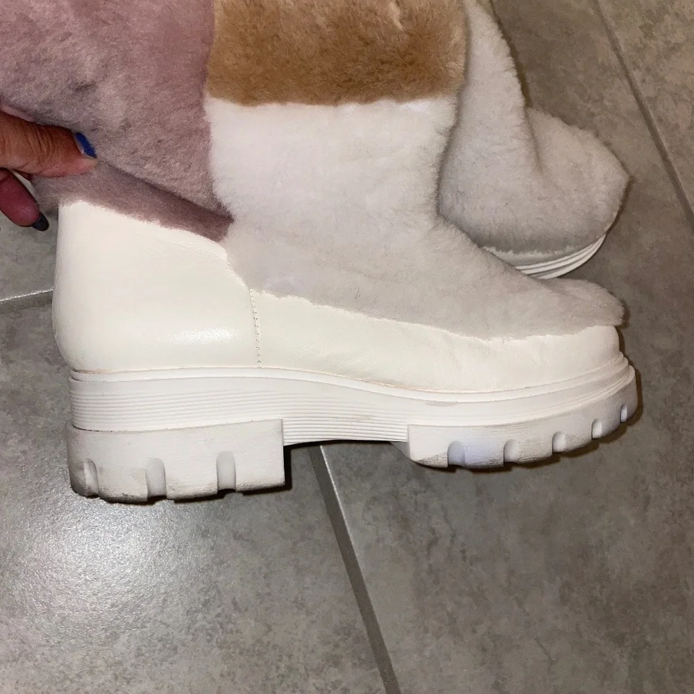 FREE PEOPLE Happy Thoughts  Color Block Shearling Boots Size 38/8